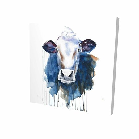 FONDO 16 x 16 in. Watercolor Cow-Print on Canvas FO2793340